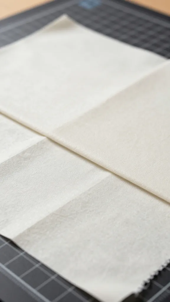 Focused image of tissue fitting notes and muslin fabric on a cutting mat
