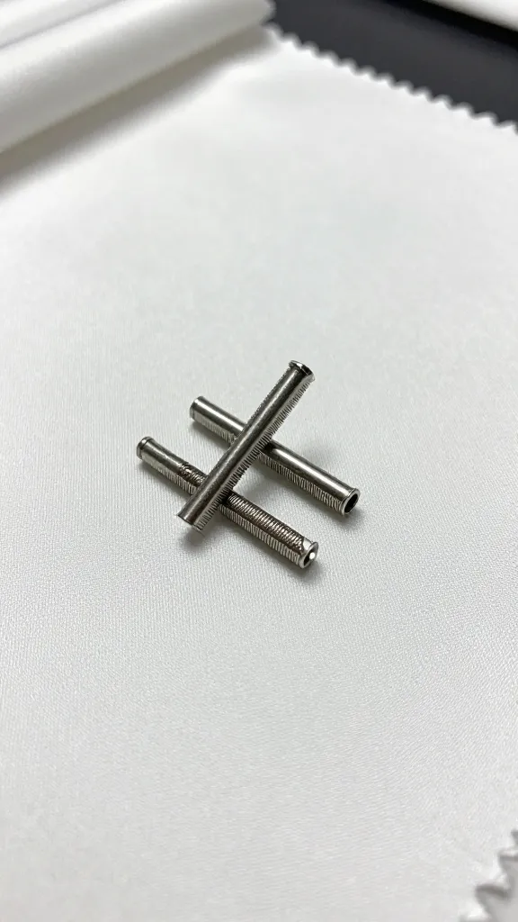 Focused shot of tailor’s tacks on silk fabric swatch