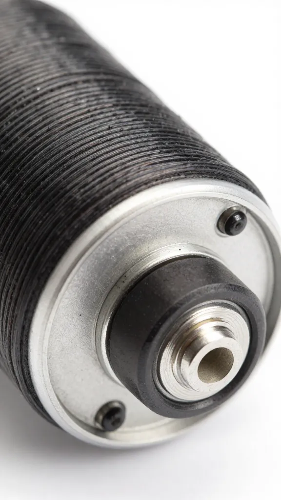 closeup of bobbin case and bottom thread tension adjustment wheel