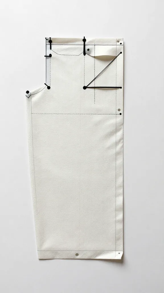 Single sewing pattern sheet edge showing seam allowance mark