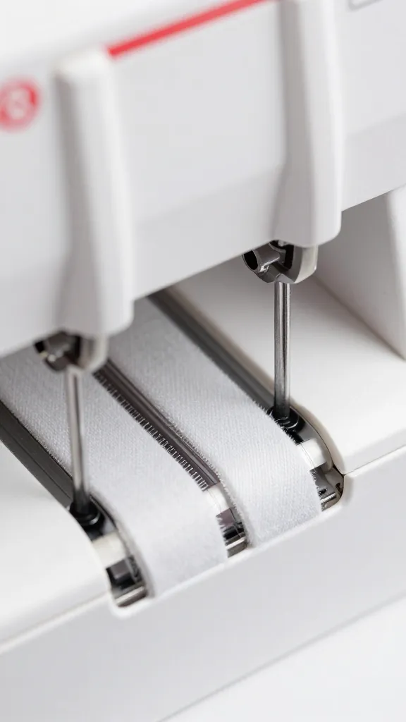 closeup of a serger edge finishing overlock stitches
