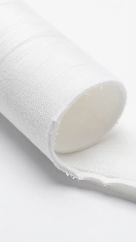 Macro shot of unfolded cotton fabric shrinking curl edge