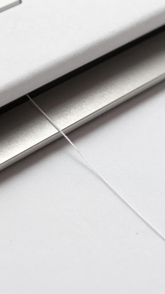 Closeup of fabric under a clean throat plate with a focused needle and thread path